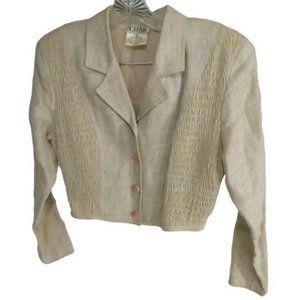 Char Womens 4 Blazer Bolero Linen Cotton Smocked
